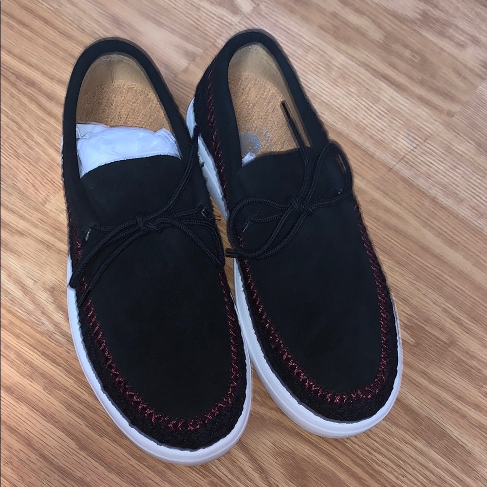 Revitalign new shoes leather slip on black QVC orthotic suede woven montauk